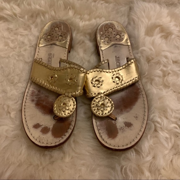Jack Rogers Gold Sandals - Picture 1 of 7